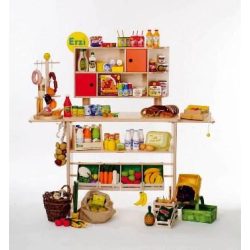 Boltos pult fából boltos szerepjátékokhoz az árusított termékek nélkül