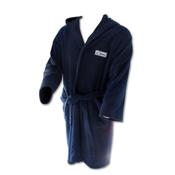 Vízilabdás férfi köntös frottier pamut, L méret, sötétkék, kapucnis