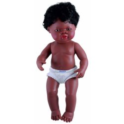 Afrikai fiú karakterű fiú hajasbaba (38 cm), Miniland