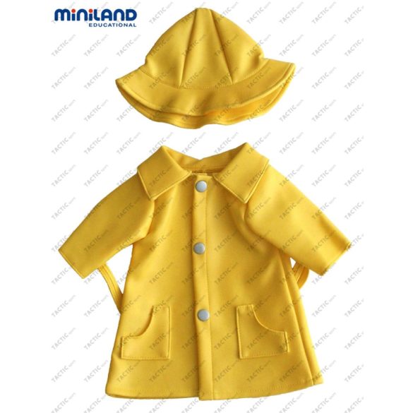 Babaruha sárga esőkabát és kalap 32 cm-es babákra