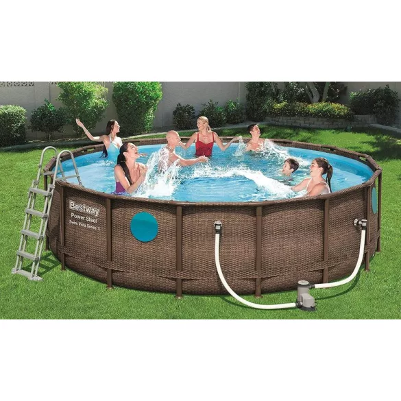 Bestway Power Steel Rattan 5.49mx 1.22m kör alakú fémvázas medence