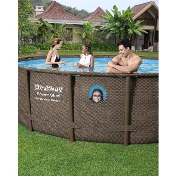 Bestway Power Steel Rattan 5.49mx 1.22m kör alakú fémvázas medence