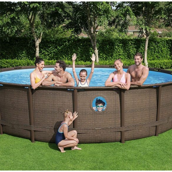 Bestway Power Steel Rattan 5.49mx 1.22m kör alakú fémvázas medence