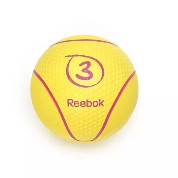 Reebok 3Kg sárga színű 23cm átmérőjű pattanó medicinlabda, professzionális edzőtermi