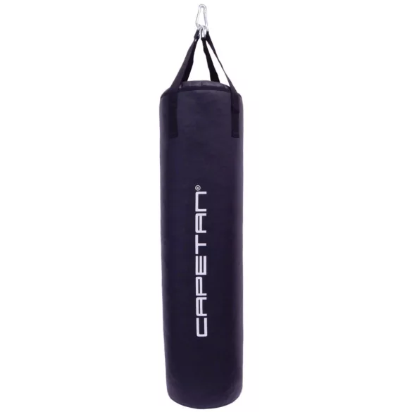 Boxzsák Capetan tömött fekete PVC 180x35cm zsák textil heveder fülekkel