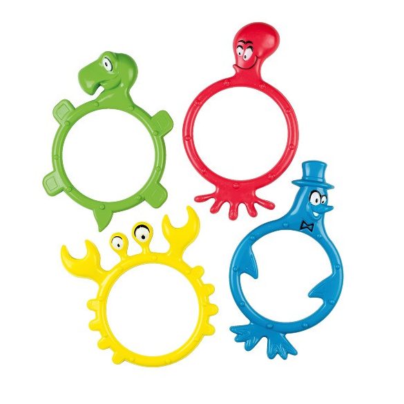 Merülő búvárgyűrű szett, szörny formájú, 4 db-os vízalatti karika sorozat