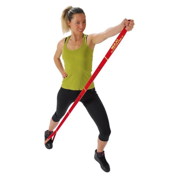 Elastiband® fitnesz erősítő gumipánt Maxi hosszú, piros színű, 10 kg