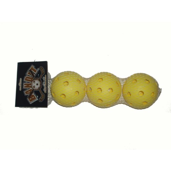 Floorball labda Bandit, 3 db-os szett sárga szín, szabvány méret