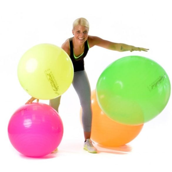Fitball gimnasztika labda 65 cm NEON NARANCS szín, standard fényes