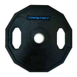 Capetan® Olympiai 15Kg gumival bevont tárcsasúly két fogantyúval, szögletes gurulásgátló