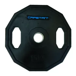 Capetan® Olympiai 15Kg gumival bevont tárcsasúly két fogantyúval, szögletes gurulásgátló