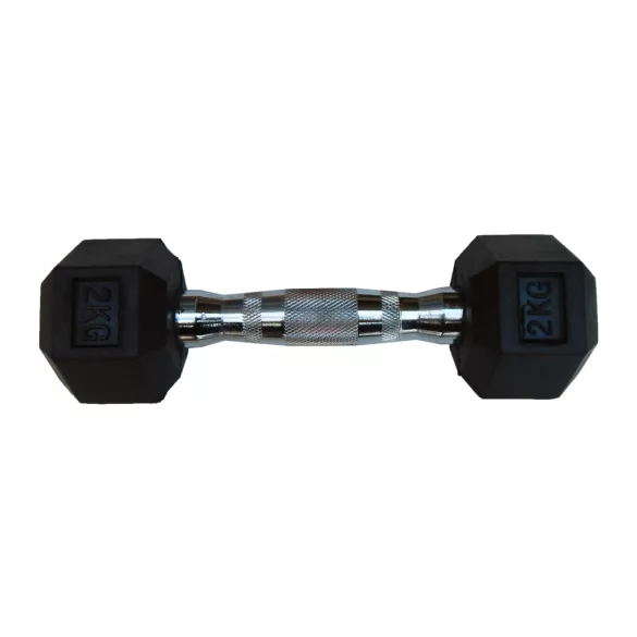 Capetan® Professional Line 2Kg Hex Egykezes edzőtermi gumírozott kézi súlyzó