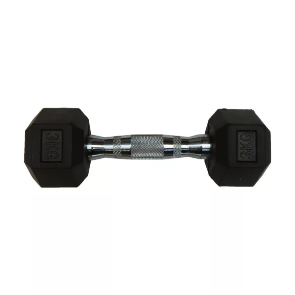 Capetan® Professional Line 3Kg Hex Egykezes edzőtermi gumírozott kézi súlyzó