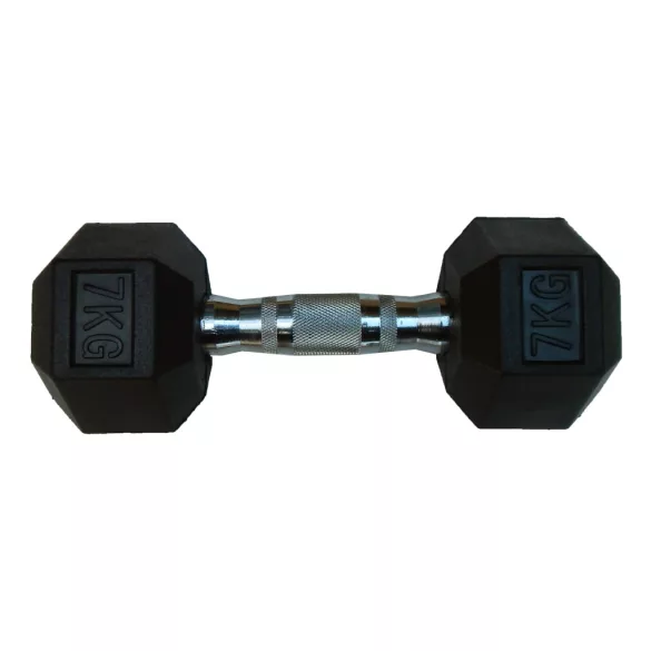 Capetan® Professional Line 7Kg Hex Egykezes edzőtermi gumírozott kézi súlyzó