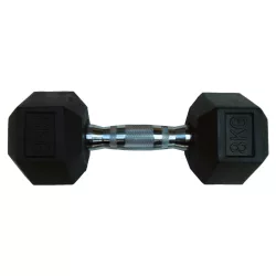 Capetan® Professional Line 8Kg Hex Egykezes edzőtermi gumírozott kézi súlyzó