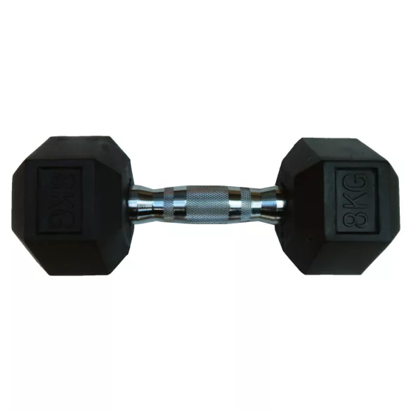 Capetan® Professional Line 8Kg Hex Egykezes edzőtermi gumírozott kézi súlyzó