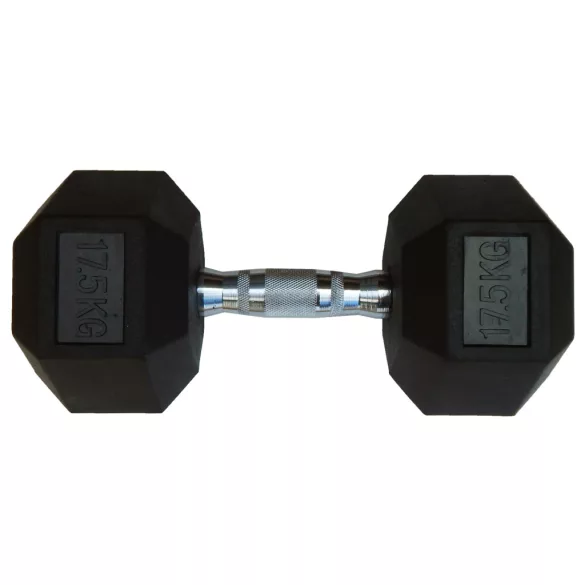 Capetan® Professional Line 17,5Kg Hex Egykezes edzőtermi gumírozott kézi súlyzó