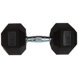 Capetan® Professional Line 20Kg Hex Egykezes edzőtermi gumírozott kézi súlyzó