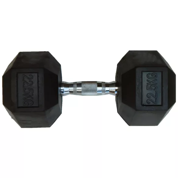 Capetan® Professional Line 22,5Kg Hex Egykezes edzőtermi gumírozott kézi súlyzó