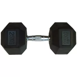 Capetan® Professional Line 25Kg Hex Egykezes edzőtermi gumírozott kézi súlyzó