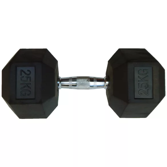 Capetan® Professional Line 25Kg Hex Egykezes edzőtermi gumírozott kézi súlyzó