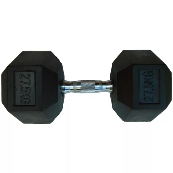 Capetan® Professional Line 27,5Kg Hex Egykezes edzőtermi gumírozott kézi súlyzó