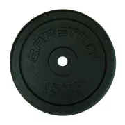 Capetan® 15Kg 31mm átm, Acél súlytárcsa fekete selyemfényű festék bevonattal,