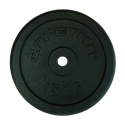 Capetan® 15Kg 31mm átm, Acél súlytárcsa fekete selyemfényű festék bevonattal,