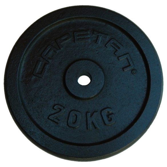 Capetan® 20Kg 31mm átm, Acél súlytárcsa fekete selyemfényű festék bevonattal,