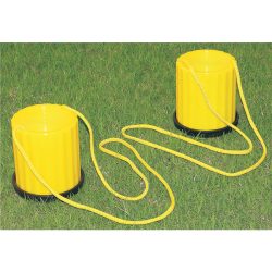 Doboz gólyaláb, műanyag lépegető pár 13cm magas, átmérő 12cm, kötél