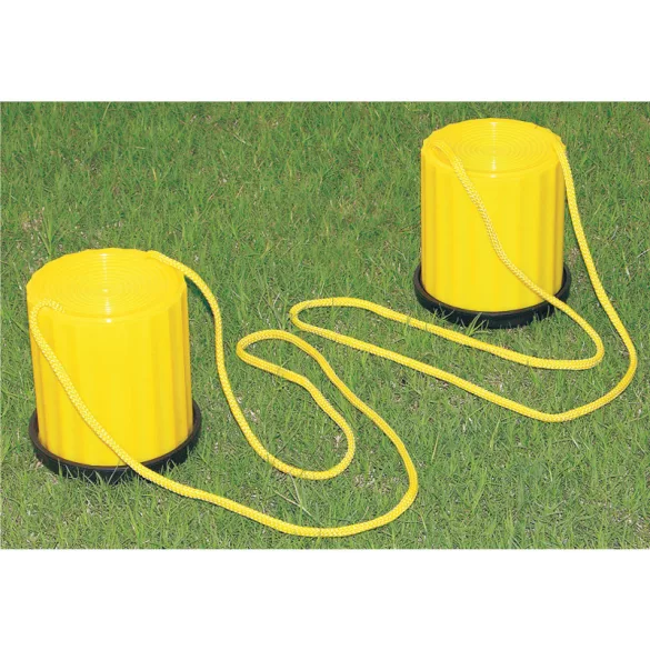 Doboz gólyaláb, műanyag lépegető pár 13cm magas, átmérő 12cm, kötél